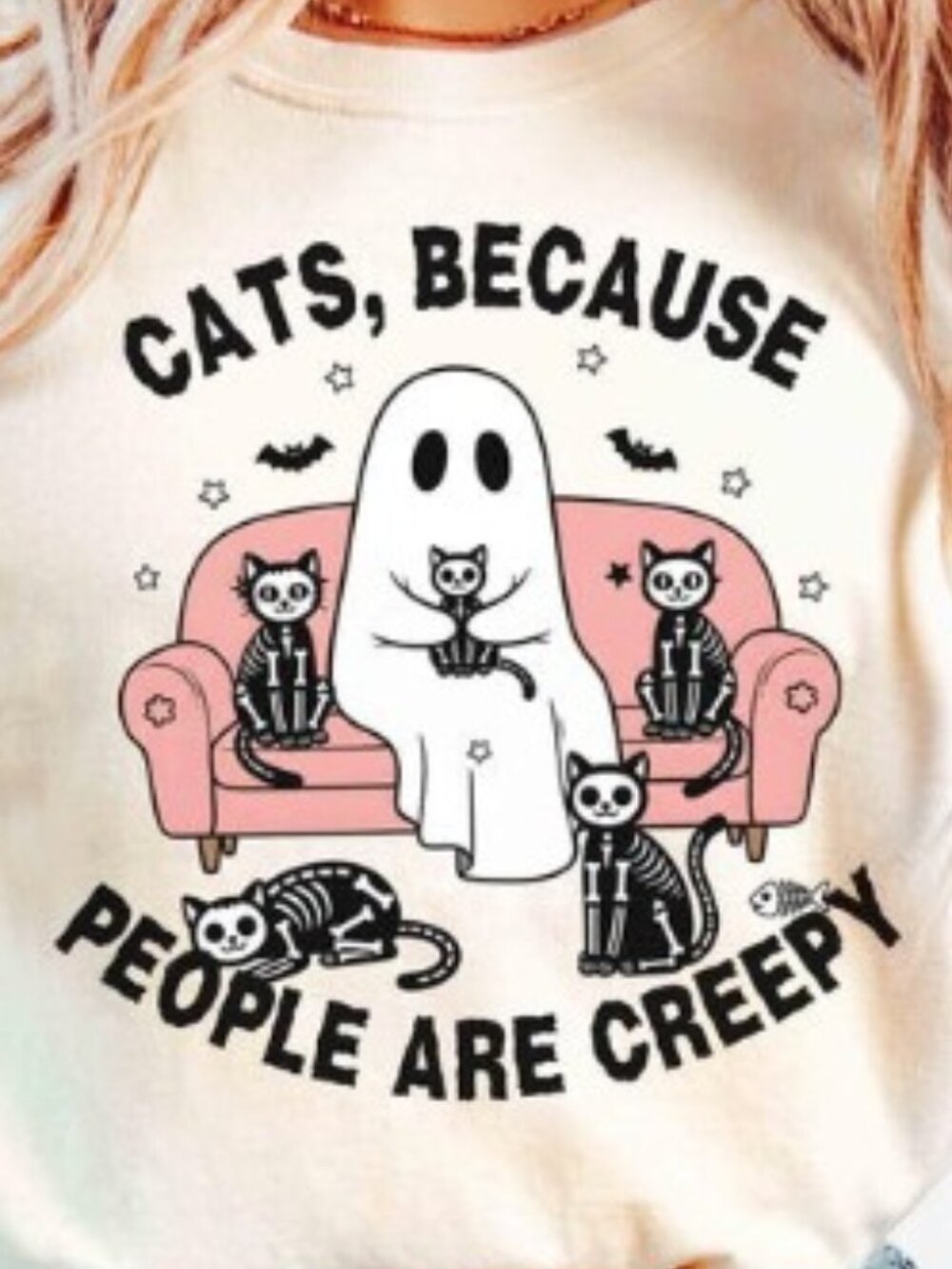 Cats Because People Are Creepy Shirt, Cat Mom Gift Shirt - Picture 2 of 4